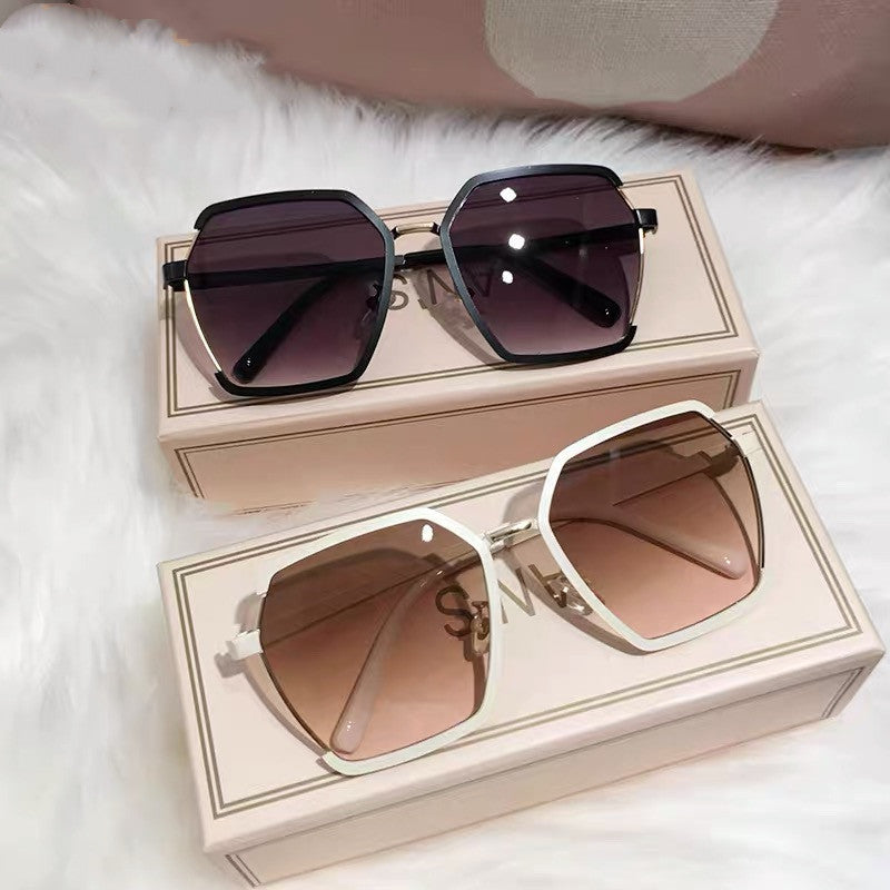 Oversized Sunglasses Half-Frame Uv400